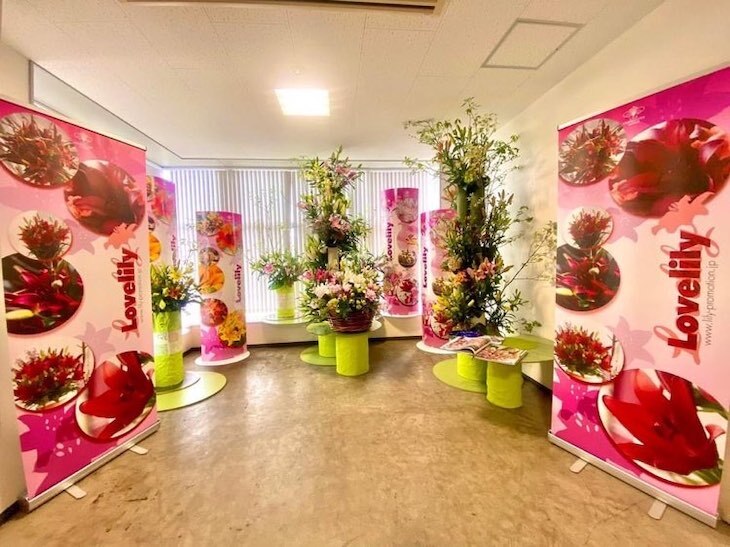 『第11回京の花絵巻』でユリの品種展示コーナー装飾